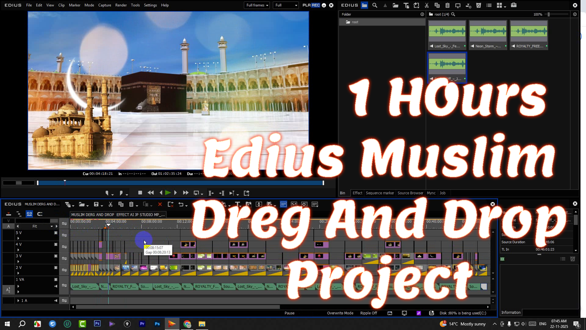 1 HOUR EDIUS MUSLIM DRAG & DROP PROJECT 2025-26